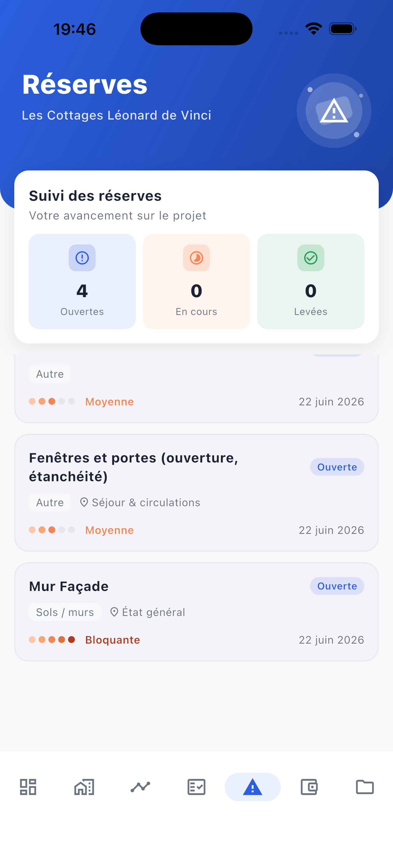 DomuStep VEFA : Réserves sur le chantier